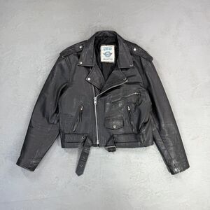 Vintage New Age Collection Black Leather Classic Moto Jacket Men's 44 L-XL